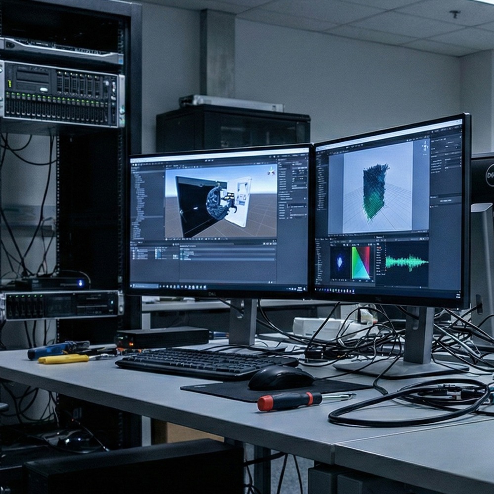 IT hardware development and monitor setup